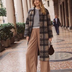 Marine Layer Aspen coat in black/oat plaid